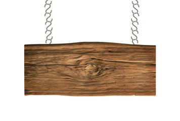 Wooden sign isolated on white background