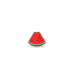 Watermelon slice icon with bite taken off. Vector illustration.