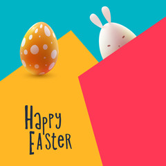 Easter design with colorful realistic eggs.