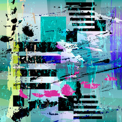 abstract geometric background composition, with strokes and splashes, grungy