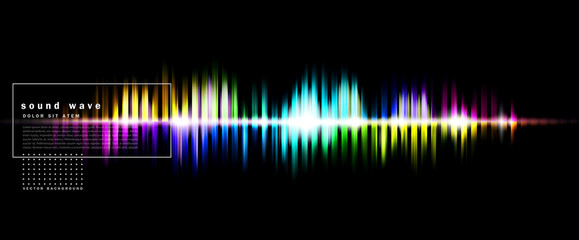 vector abstract background with a colored sound wave on a black background. Element for design, template, banner