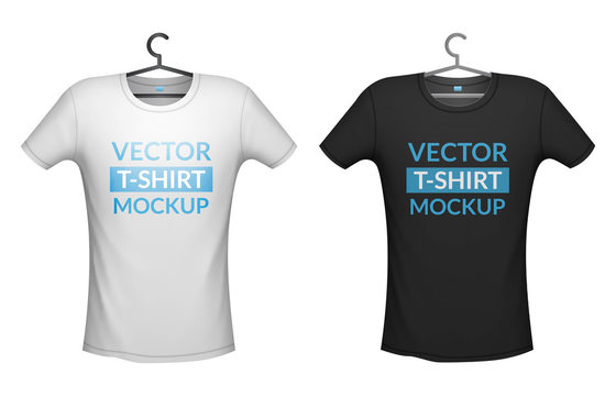 T-shirt white color mockup, vector illustration isolated from background