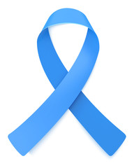 Blue ribbon symbol, awareness month vector illustration