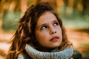 Portrait of a young and beautiful girl. Beautiful autumn photo shoot