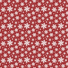Winter red seamless pattern with snowflakes