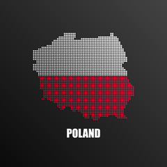 Obraz premium Pixelated map of Poland with national flag