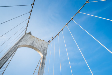 The wire metal rope bridge