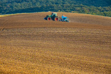 autumnal sowing in the field with modern mechanisms