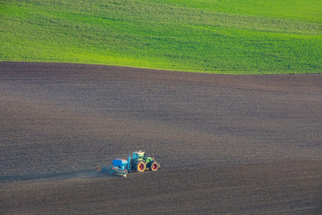 autumnal sowing in the field with modern mechanisms