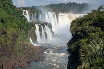 Fototapeta na wymiar Iguazu falls and Atlantic rainforest in sunlight, Misiones, Argentina, South America