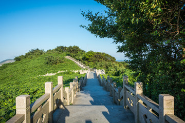 View of stone steps leading up a hill