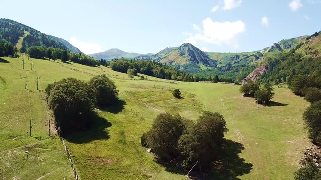 Aerial view of Pyrenean mountains in Ariege, Midi-Pyrenees in the southern of France
