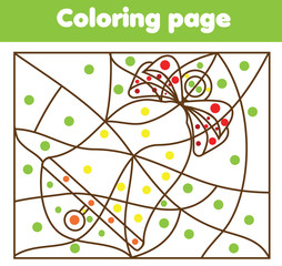 Coloring page with Christmas bell. Color by dots printable activity