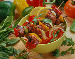 Шашлык из курицы, свинины, мяса Shish kebab from chicken, pork, meat
