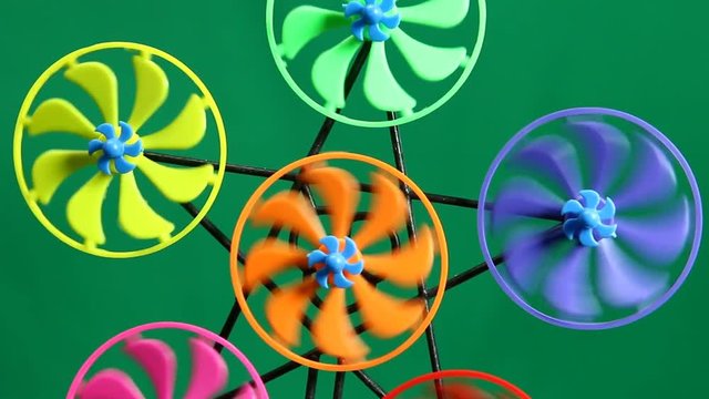 Wind turbine toy with green background