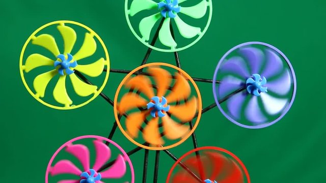 Wind turbine toy with green background