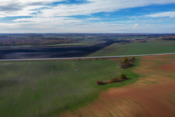 Fields and roads in autumn time.