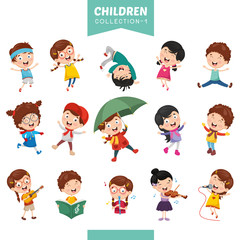 Vector Illustration Of Cartoon Children