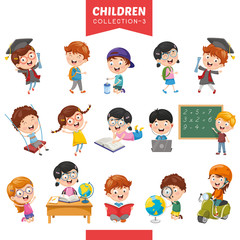 Vector Illustration Of Cartoon Children