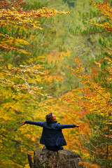 Fototapeta na wymiar woman on a background of autumn forest