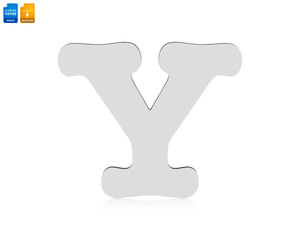 Letters Y made from wood material isolated on white background. Blank wooden font for your design. Clipping paths object.