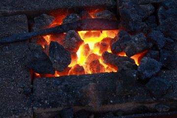 Forge, fiery coals