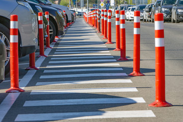 Long walking path in the office parking lot