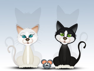 Fototapeta premium cats and little mouse