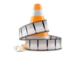 Traffic cone with film strip