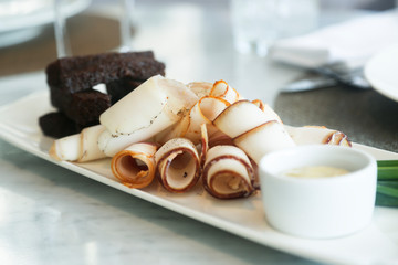 Cured slabs of fatback, or salo