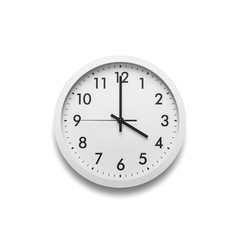 White wall clock isolated on white background.