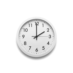 White wall clock isolated on white background.