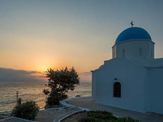 church in the greek islands of Paros at sunrise