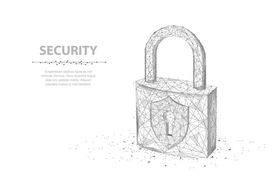 Lock. Abstract 3d wireframe lock isolated on white.