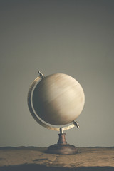 old style world globe turn fast