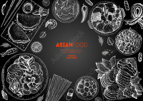 Asian Cuisine Sketch Collection Hand Drawn Vector Il Ration Food Menu Design Template Engraved Asian Cuisine Sketch Collection Hand Drawn Vector Il Ration Food Menu Design Template Engraved