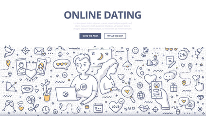 Online Dating Doodle Concept