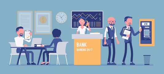 Bank office working with clients