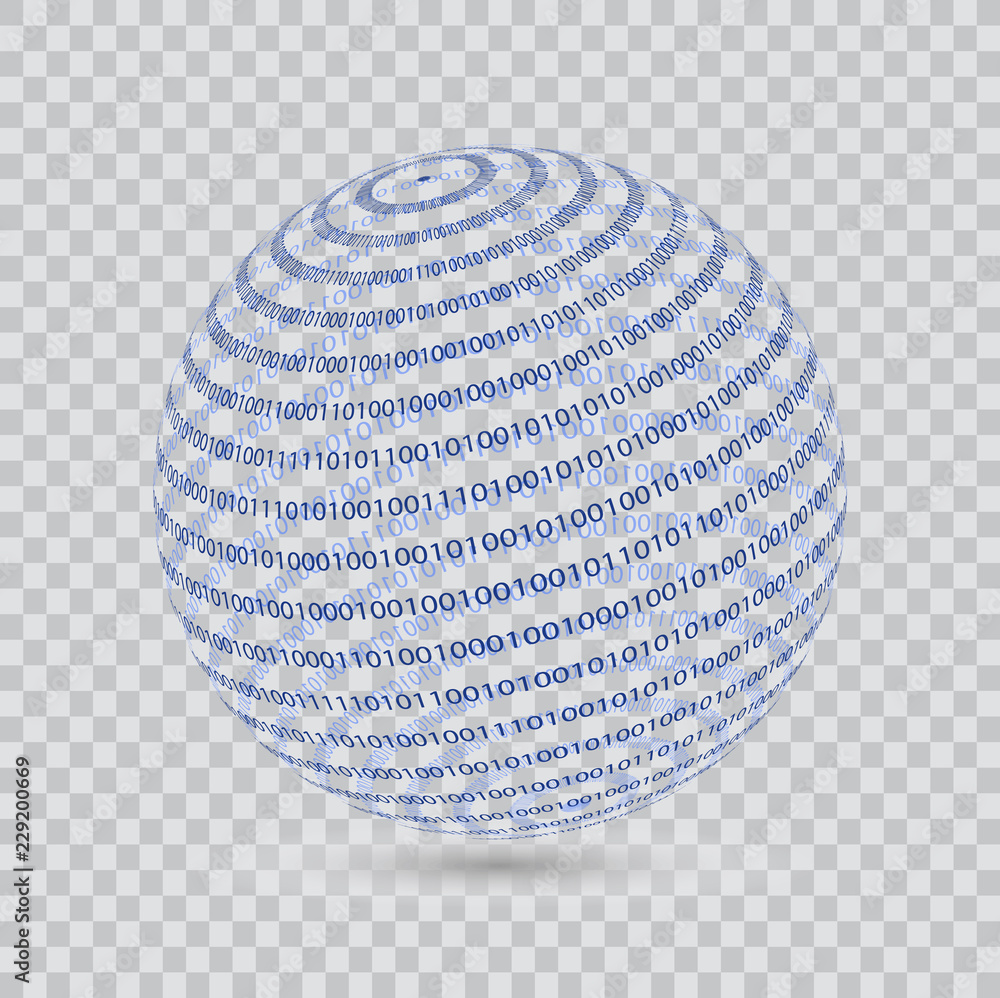 Wall mural 3d sphere code binary.