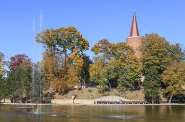 Autumn in Opole - Piastowska tower - obrazy, fototapety, plakaty
