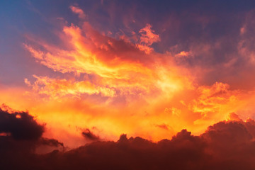 Fiery orange sunset