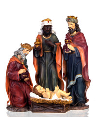 The three wise men and baby Jesus