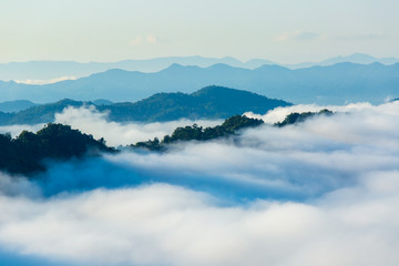 Landscape of Morning Mist with Mountain Layer at north of Thailand