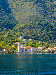 Fototapeta na wymiar Beautiful views of the mountains and the coast in the Bay of Kotor in Montenegro