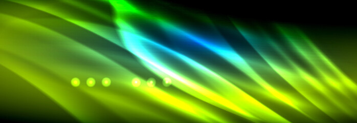 Liquid neon flowing waves, glowing light lines background