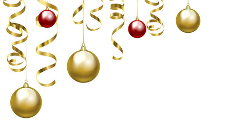 Christmas baubles and golden serpentine