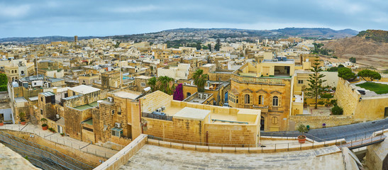 Panoramic cityscape of  Victoria, Gozo Island, Malta