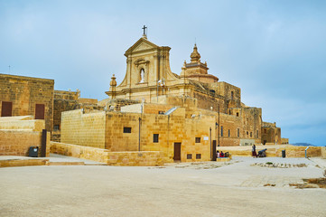 The rampart walk in Rabat Citadel, Victoria, Gozo Island, Malta