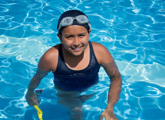 Little girl in pool.