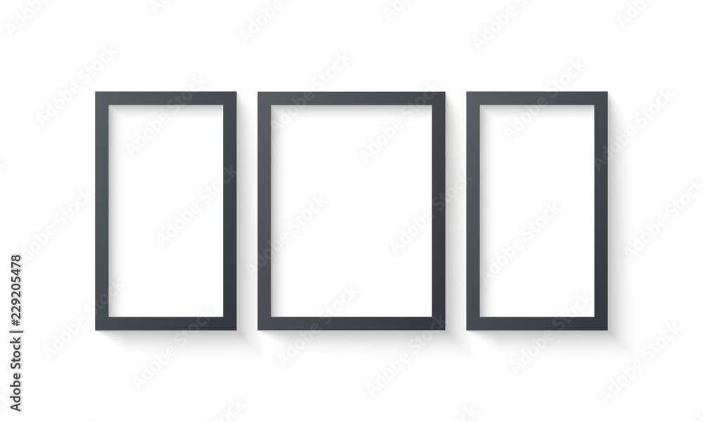 Poster wall picture frame templates isolated on white background. blank photo frames with shadow and border